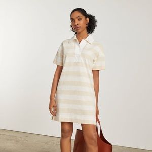 Everlane The Organic Cotton Polo Dress, White Sand Stripe | XXS